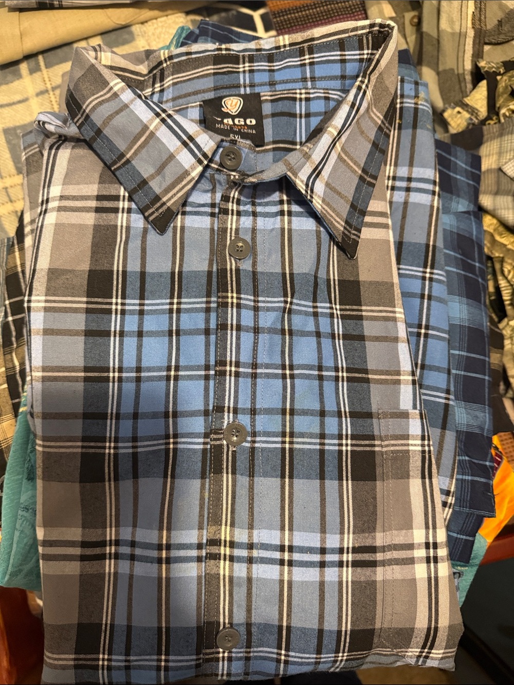 Yago Men's Blue Plaid Button-Down Shirt - 5XL